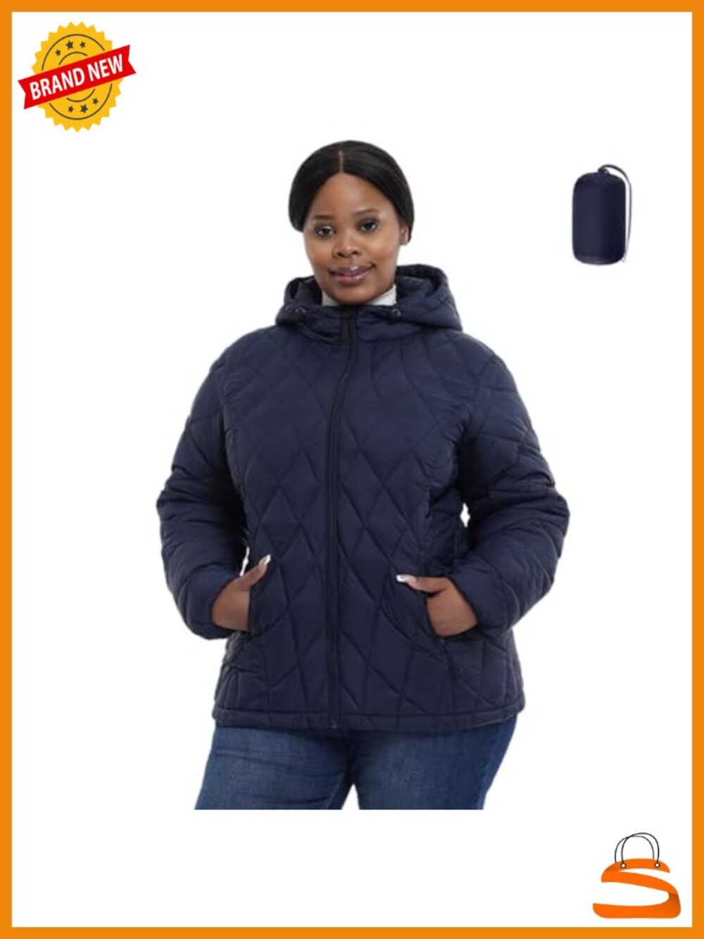 Plus Size Packable Puffer Jacket Water-Resistant Lightweight Quilted Winter Coat